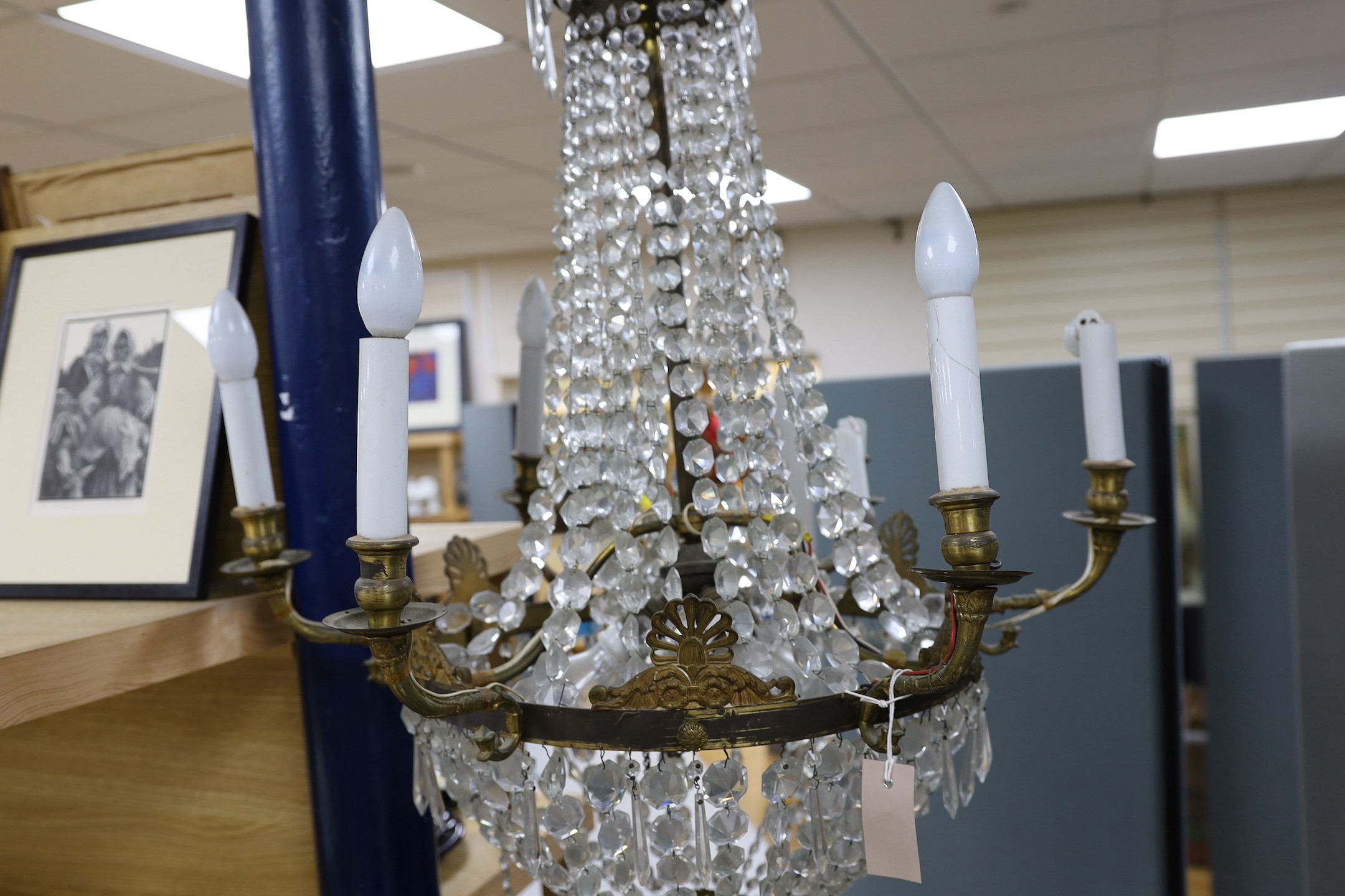 A bag chandelier with classical arms